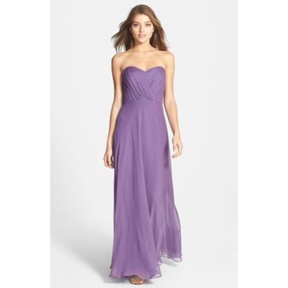Vera Wang pleated bodice purple evening gown